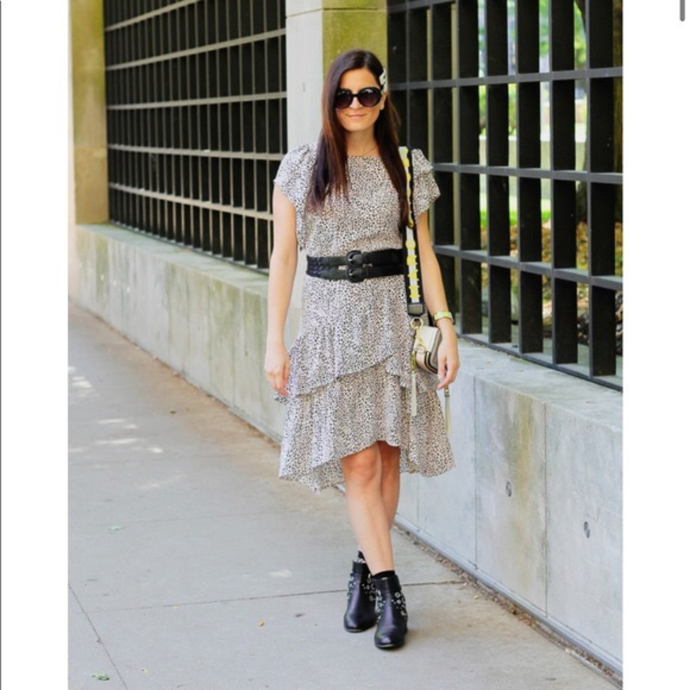 Pale pink leopard midi dress